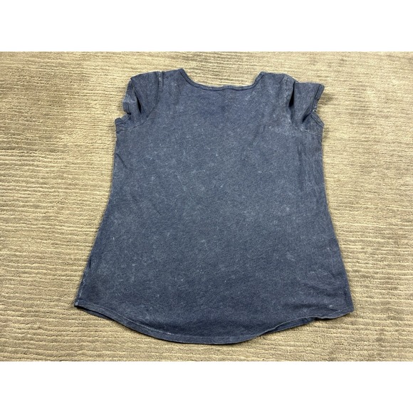 Maurices Top Womens XL Blue Short Sleeve Embellished Made in USA Cotton Blend - Picture 7 of 13